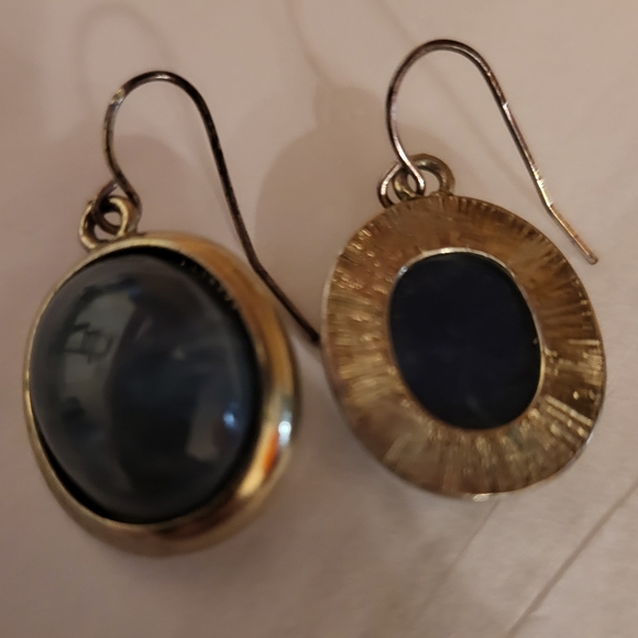 Navy and Gold Earrings - Picture 3 of 6